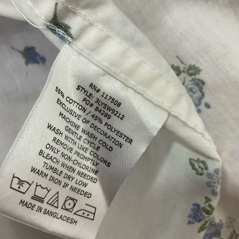 Levi's White Blue Tropical Floral Print Short Sleeves Button Down Shirt  XL